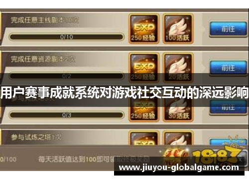 用户赛事成就系统对游戏社交互动的深远影响